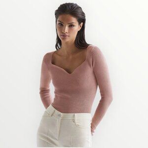 Reiss Emine Ribbed Sweetheart Jumper